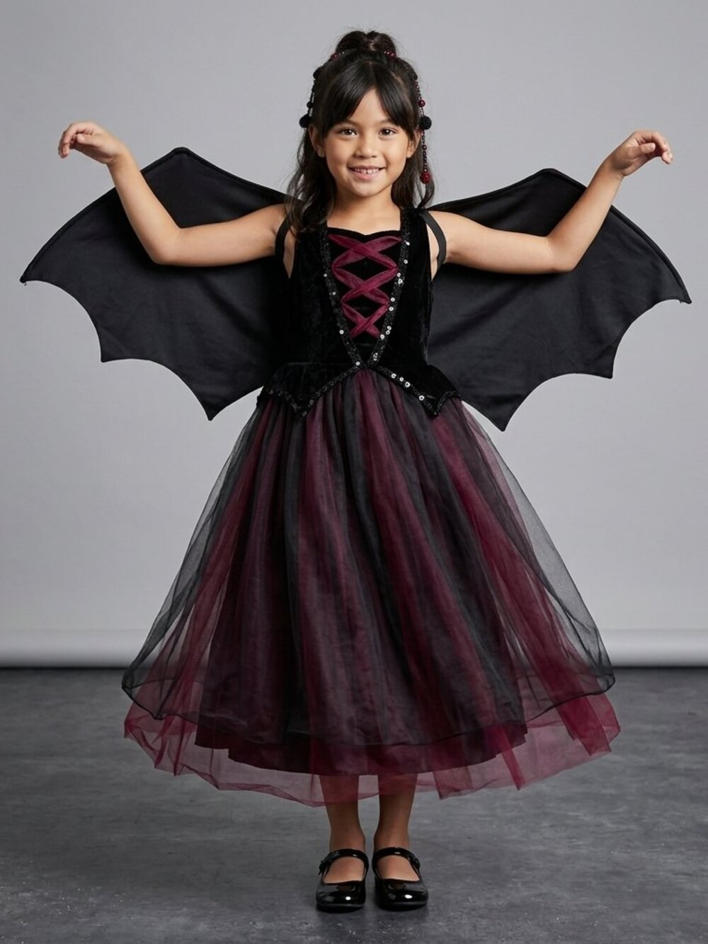 Kids Dracula's Bat Costume with Black and Red Cape size L (10/12)